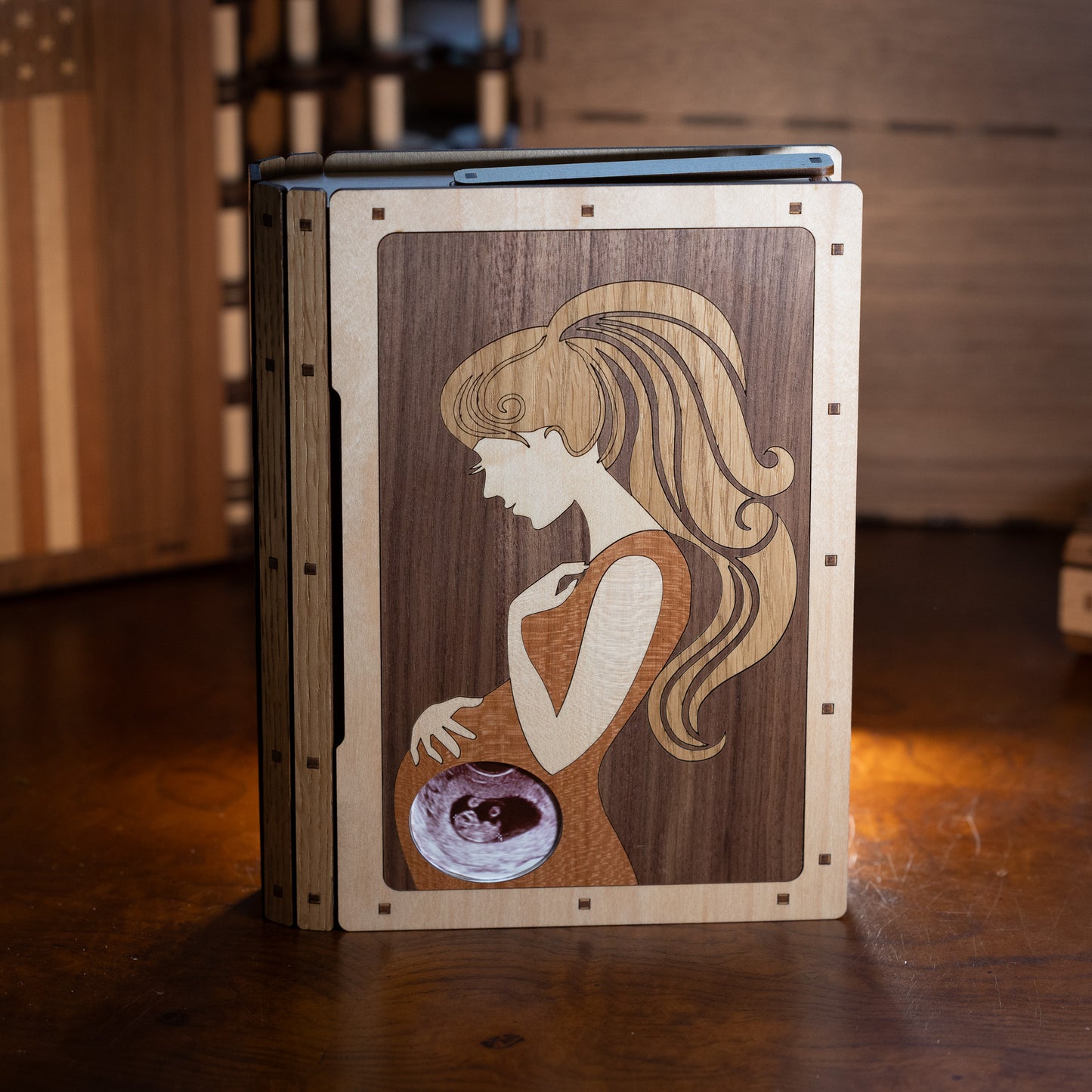 Sonogram Photo Box - Oak Hair